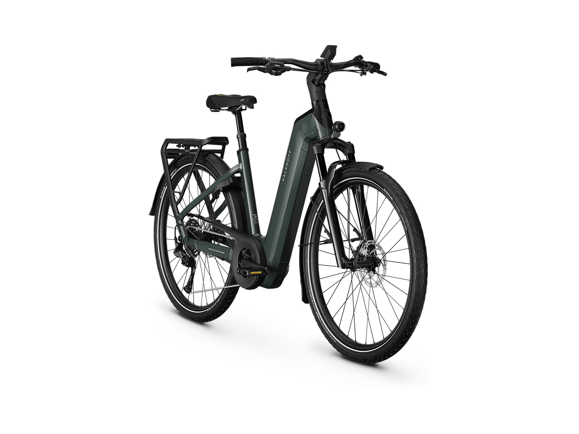 Kalkhoff ENDEAVOUR 5+ ADVANCE Wave 800 Wh techgreen glossy/diamondblack glossy | 2027 – Schrägansicht vorne