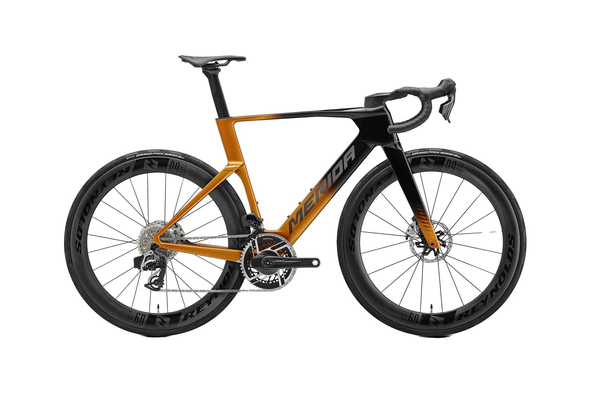 MERIDA REACTO 10K Black/Mineral Gold / Grey | 2027 auf weißem Hintergrund