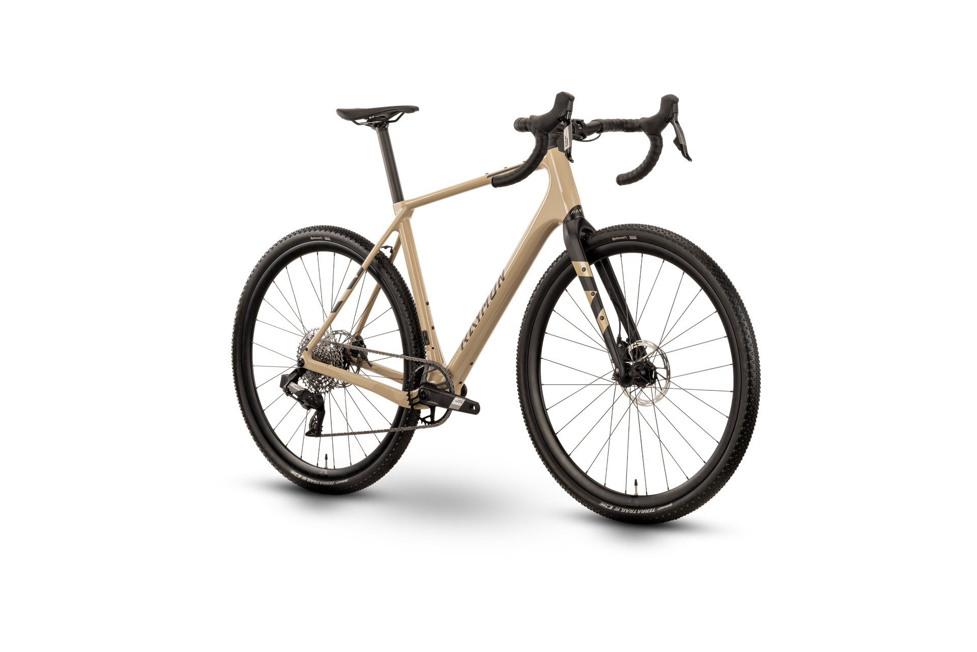 RAYMON Soreno Pro Sand/Black mit SRAM Apex AXS – Schrägansicht