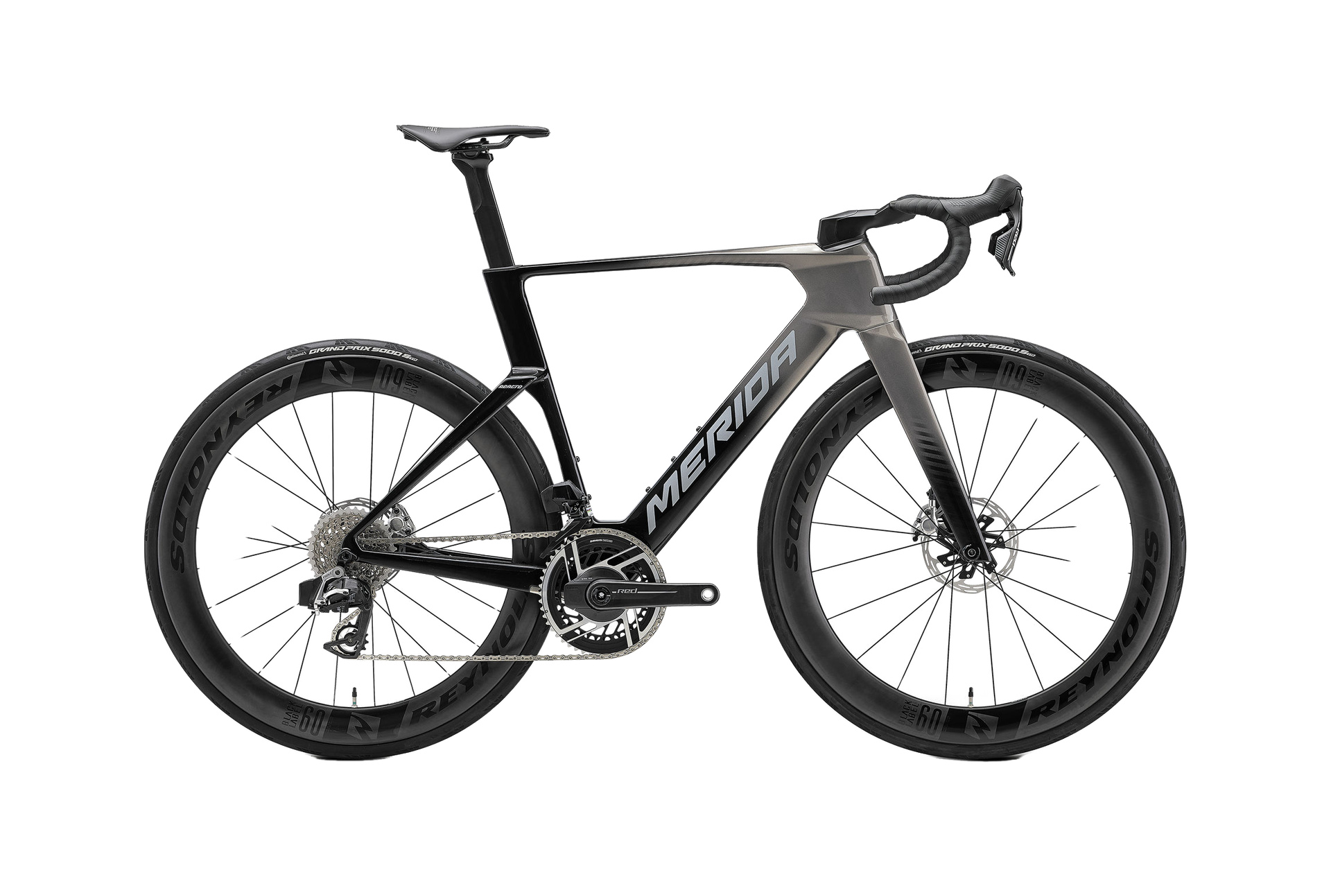 MERIDA REACTO 10K Slate Grey/Black / Silver | 2027 auf weißem Hintergrund