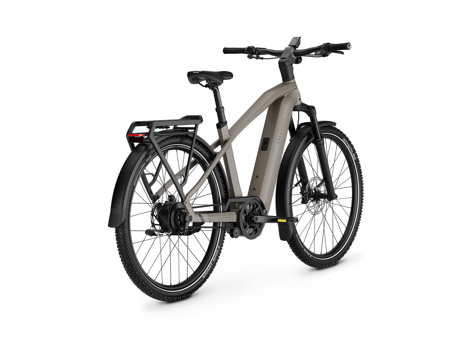 Kalkhoff ENTICE 5+ ADVANCE BELT Diamant 800 Wh moonstonegrey matt | 2027 – Schrägansicht hinten