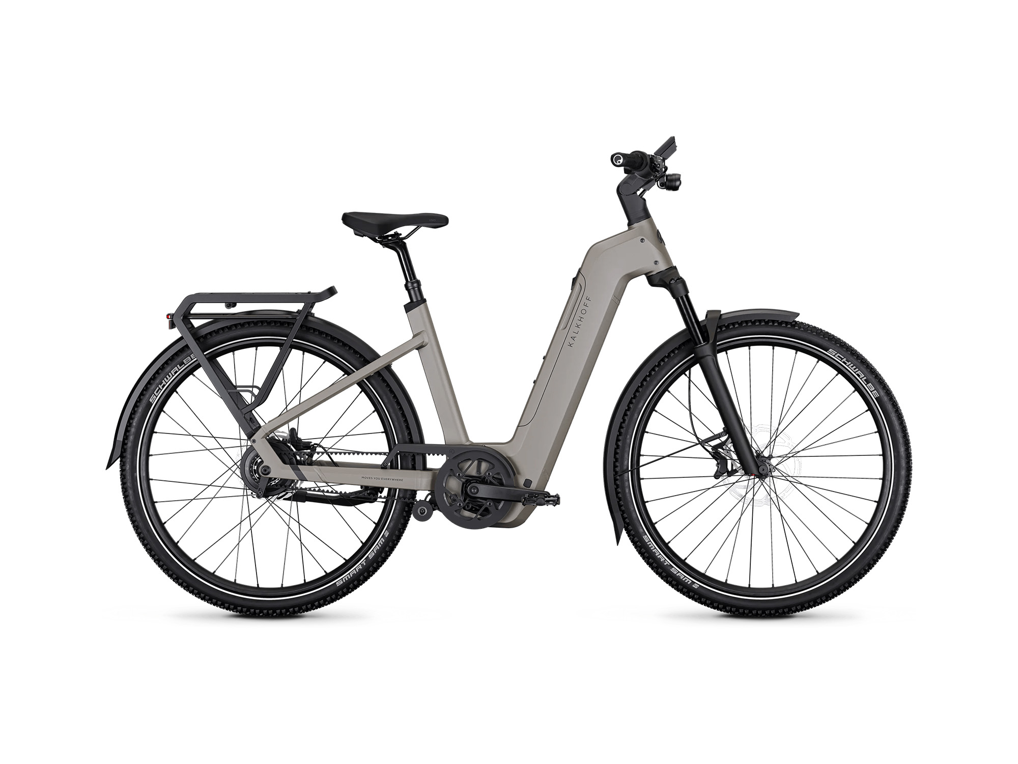 Kalkhoff ENTICE 5+ ADVANCE BELT Wave 800 Wh moonstonegrey matt | 2027 – Seitenansicht