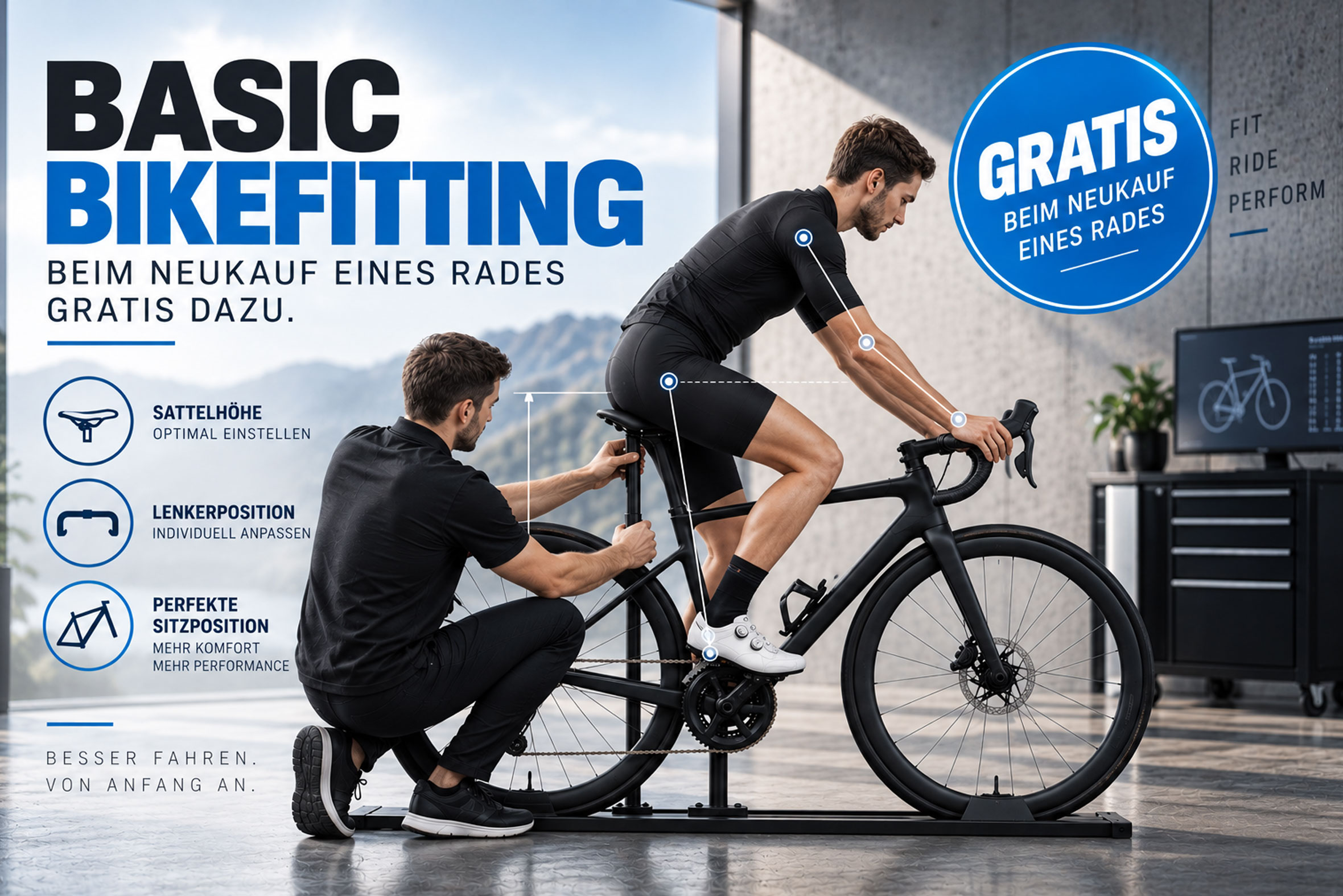 BASIC Bikefitting · Beim Neukauf eines Fahrrades inklusive