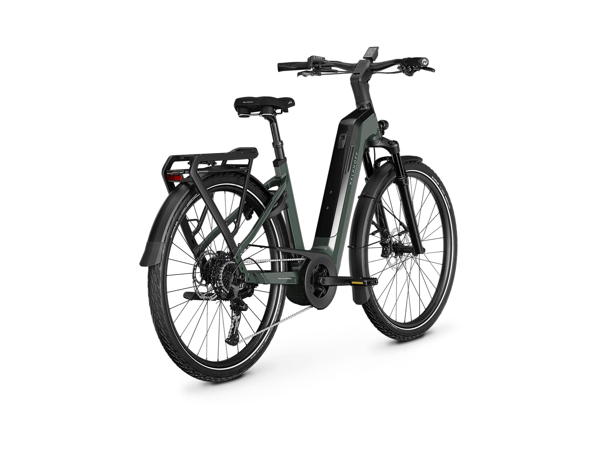 Kalkhoff ENDEAVOUR 5+ ADVANCE Wave 800 Wh techgreen glossy/diamondblack glossy | 2027 – Schrägansicht hinten