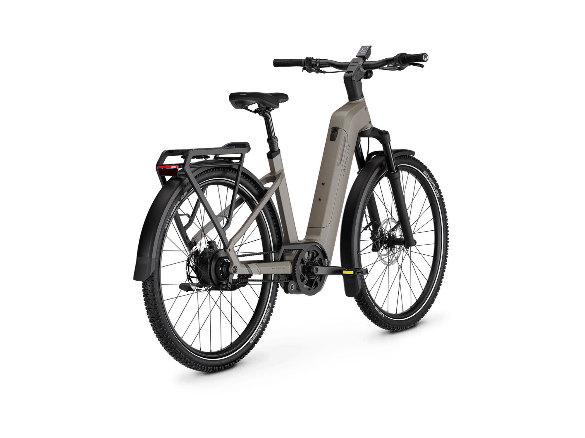 Kalkhoff ENTICE 5+ ADVANCE BELT Wave 800 Wh moonstonegrey matt | 2027 – Schrägansicht hinten