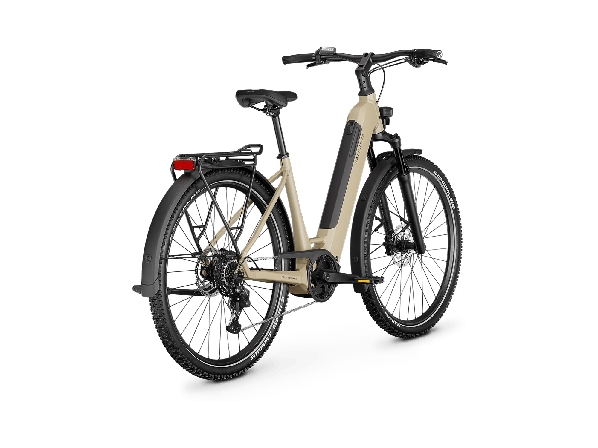 Kalkhoff ENTICE 3 SEASON Wave 540 Wh sandstone matt | 2027 – Schrägansicht hinten