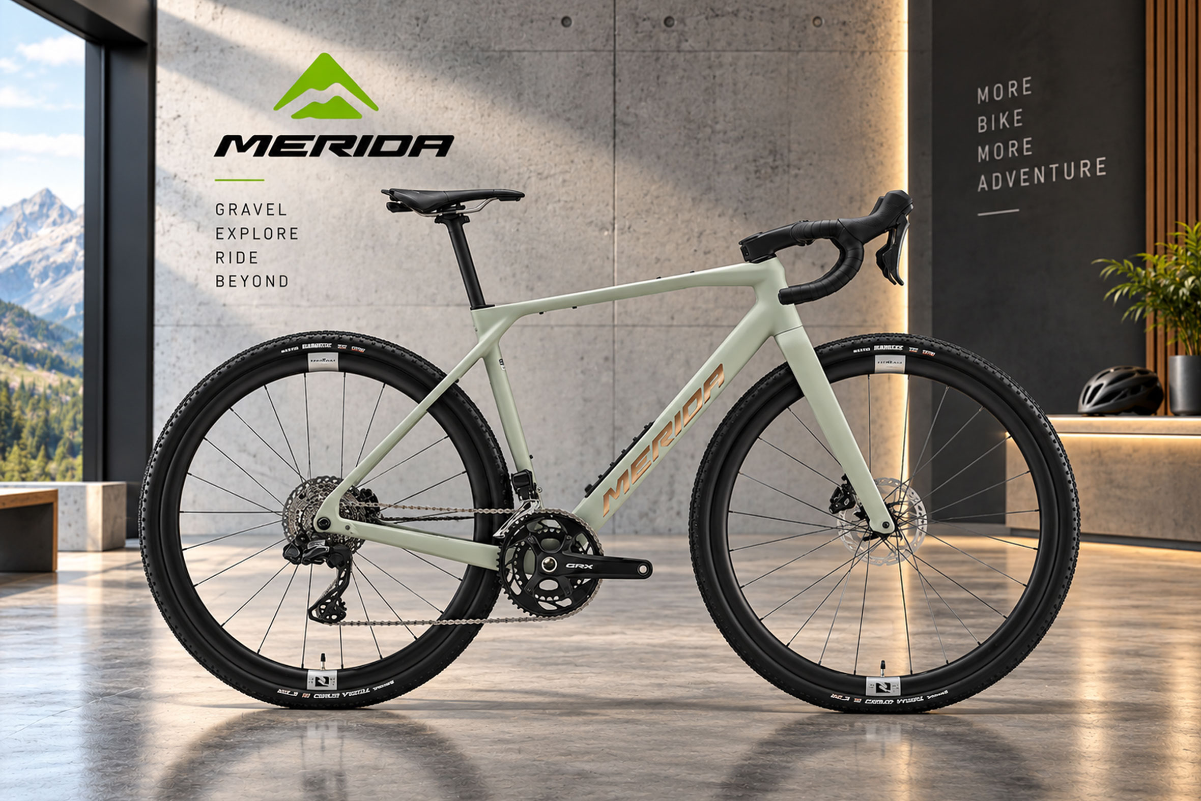 MERIDA MISSION 7000 Race-Gravelbike in Matt Early Moss Grey Bronze